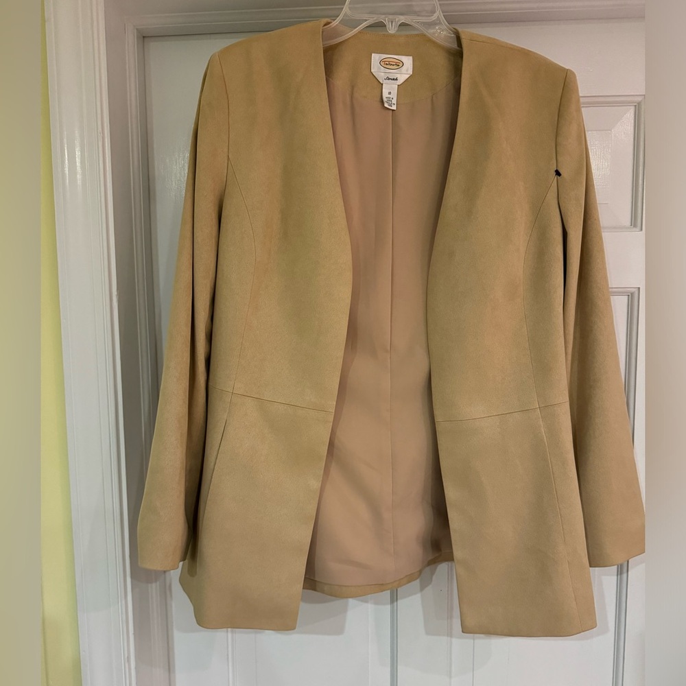 Talbots stretch creaming yellow faux suede jacket size 10